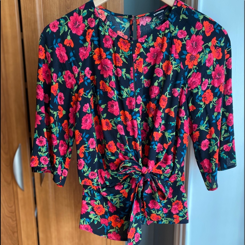Express Red Floral Blouse